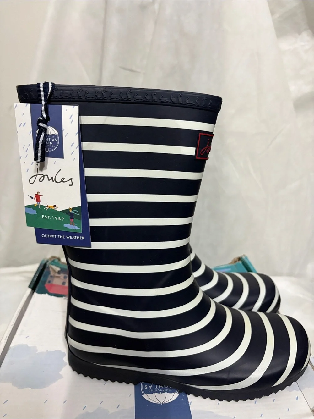 Joules Kids Navy Rain Boots size US 4 NWT